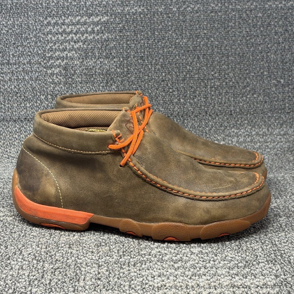 Twisted X MDM0019 Driving Moc Brown Leather Chukka Boots Mens Size 8M Orange